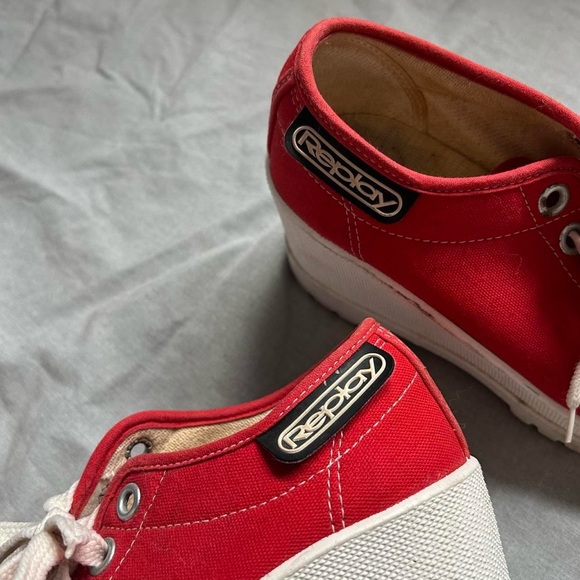 Vintage Replay Red Platform Sneaker Wedges - Picture 8 of 8